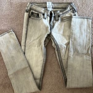 True Religion skinny jeans sz 26 white grey straight leg